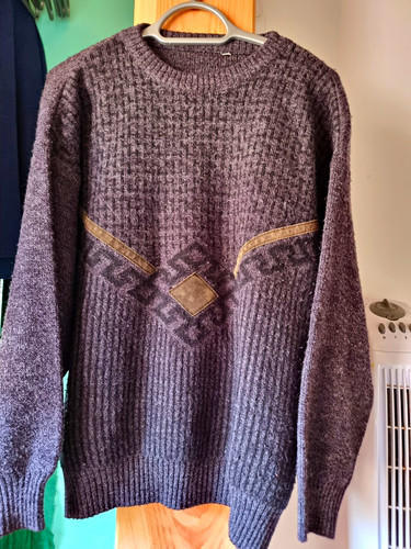 Men grey wool - knit, geometric