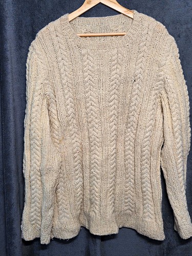 Hand knitted cream - cable, knit
