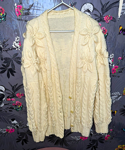 Cream wool cable knit - cream, cable-knit