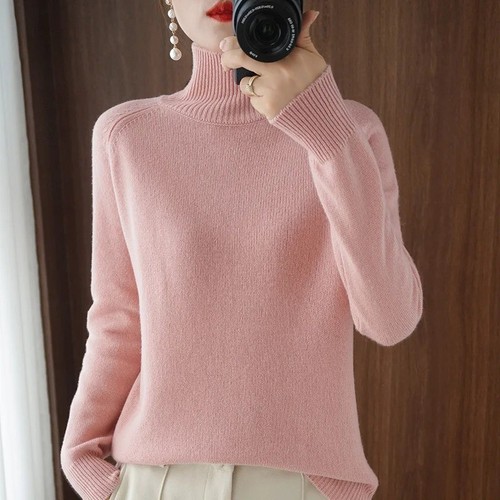 Women merino wool - merino, mock