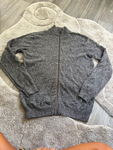 Grey wool knit full zip - wool,