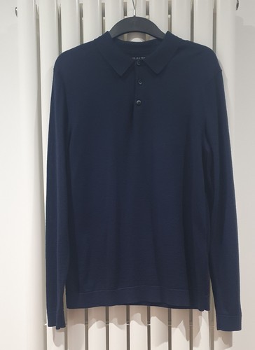 Mens navy wool polo - mens, jumper