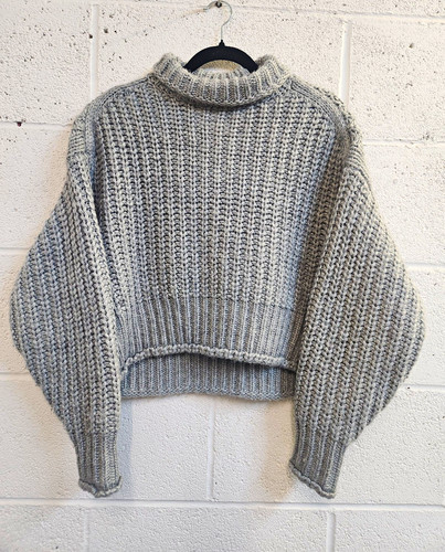 Grey chunky knit - roll, neck