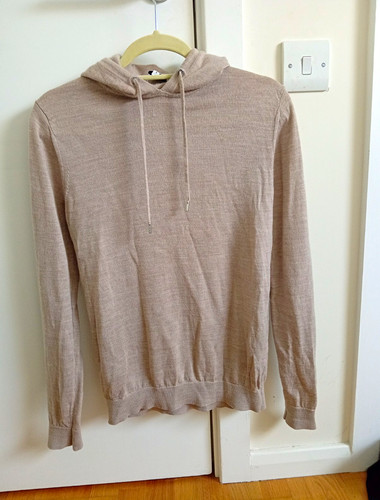 Beige wool hoodie jumper - beige,